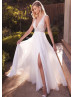 Ivory Beaded Chiffon Slit Sexy Wedding Dress Ivory Beaded Chiffon Slit Sexy Wedding Dress